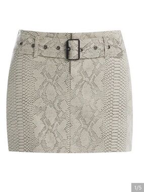 naked wardrobe Cream Snake-Print Mini Skirt with Belt